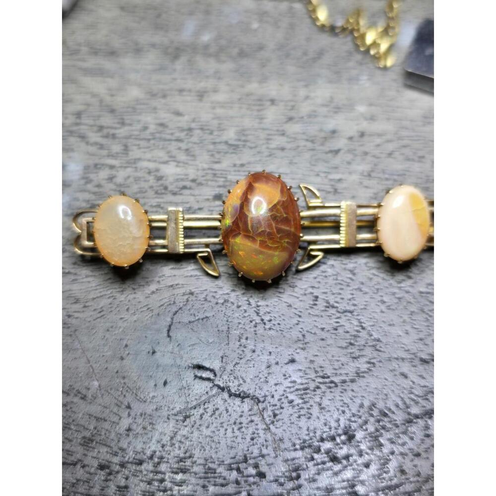 Antique Victorian 14k Gold 11.6g Opal in Matrix Brooch